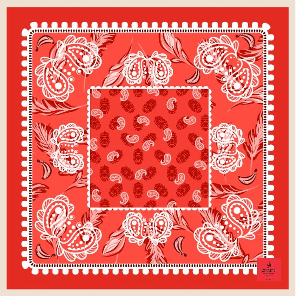 erfurt luxury Bandana print silk Scarves 35 Red