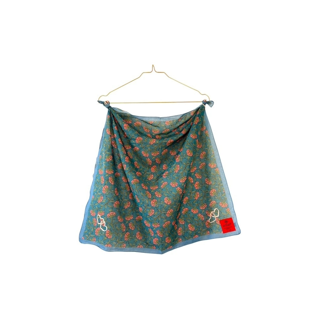 erfurt luxury Peach flowers Scarves 65 Colony Blue