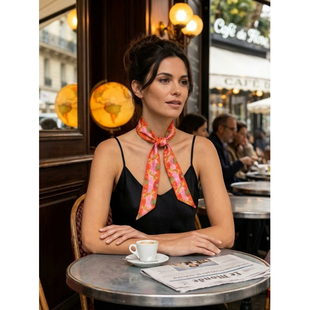erfurt luxury jungle leopard print. Small scarves 29 Peach