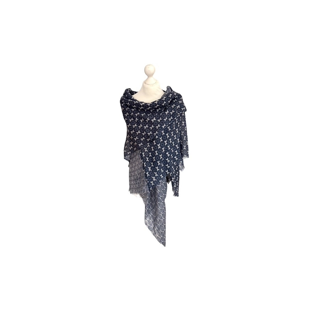 erfurt luxury Big blue patch work scarf Scarves 69 Navy Blue