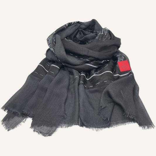erfurt luxury Black flower Silk Scarves 09 Black Night