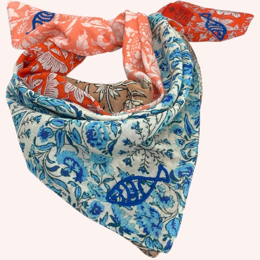 erfurt luxury Block print quartet Small scarves 13 camel