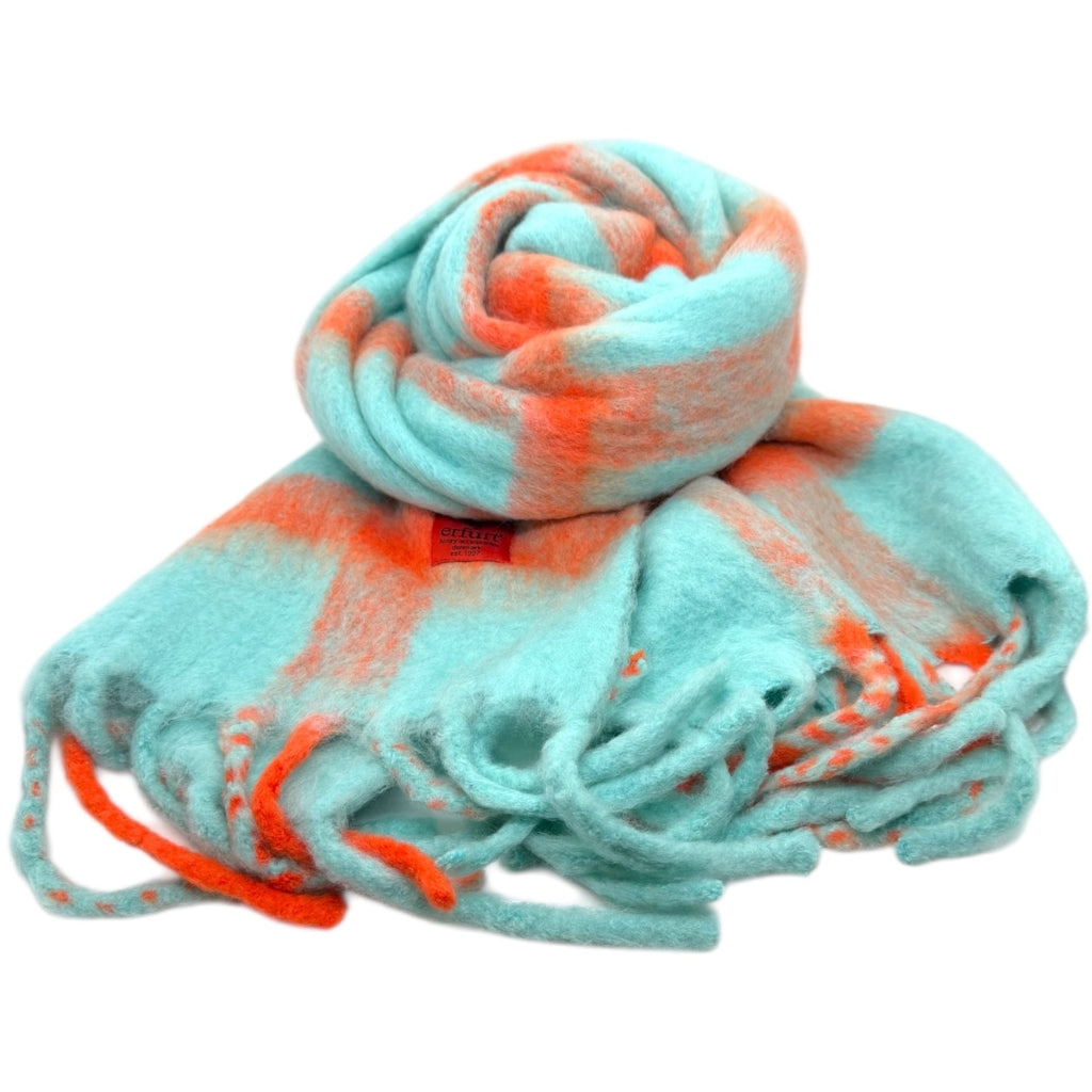 erfurt luxury Blue Check Scarves 66 Aquarius
