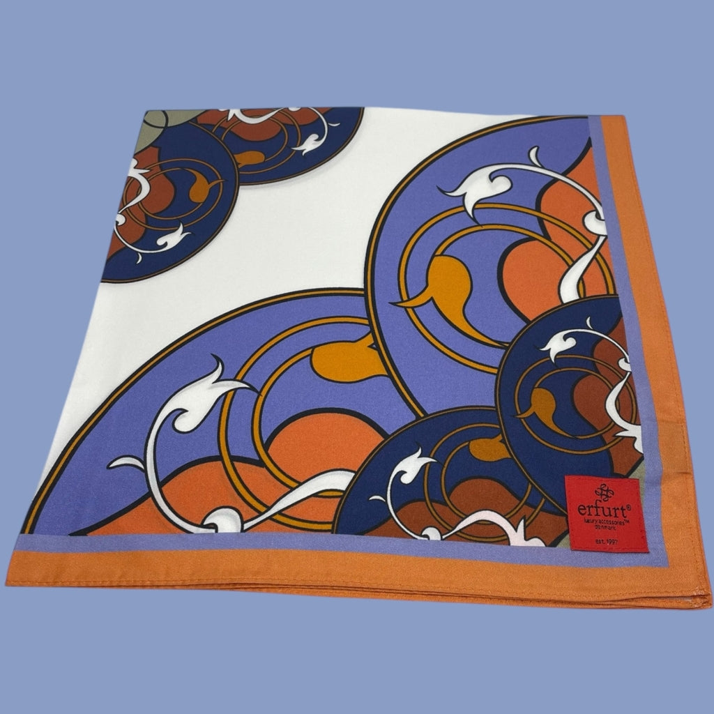 erfurt luxury Blue circle with peach Small scarves 29 Peach