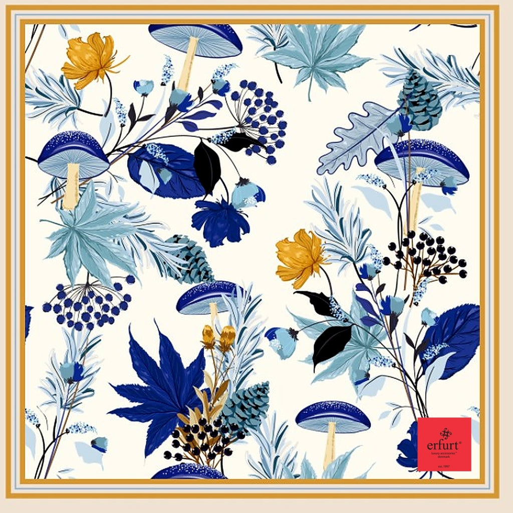 erfurt luxury Blue mushrooms silk Scarves 60 Baby Blue