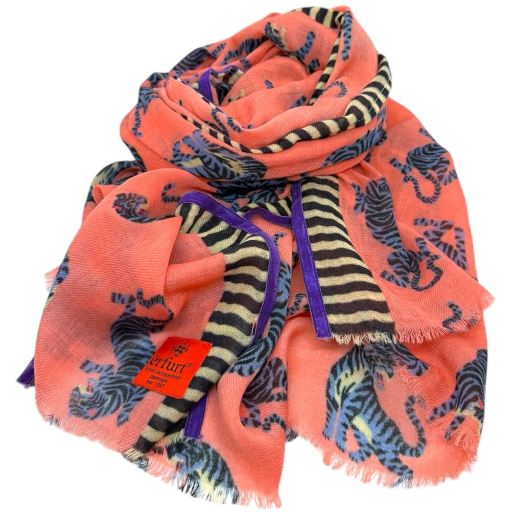 erfurt luxury Blue tigers Scarves 37 Raspberry Pink