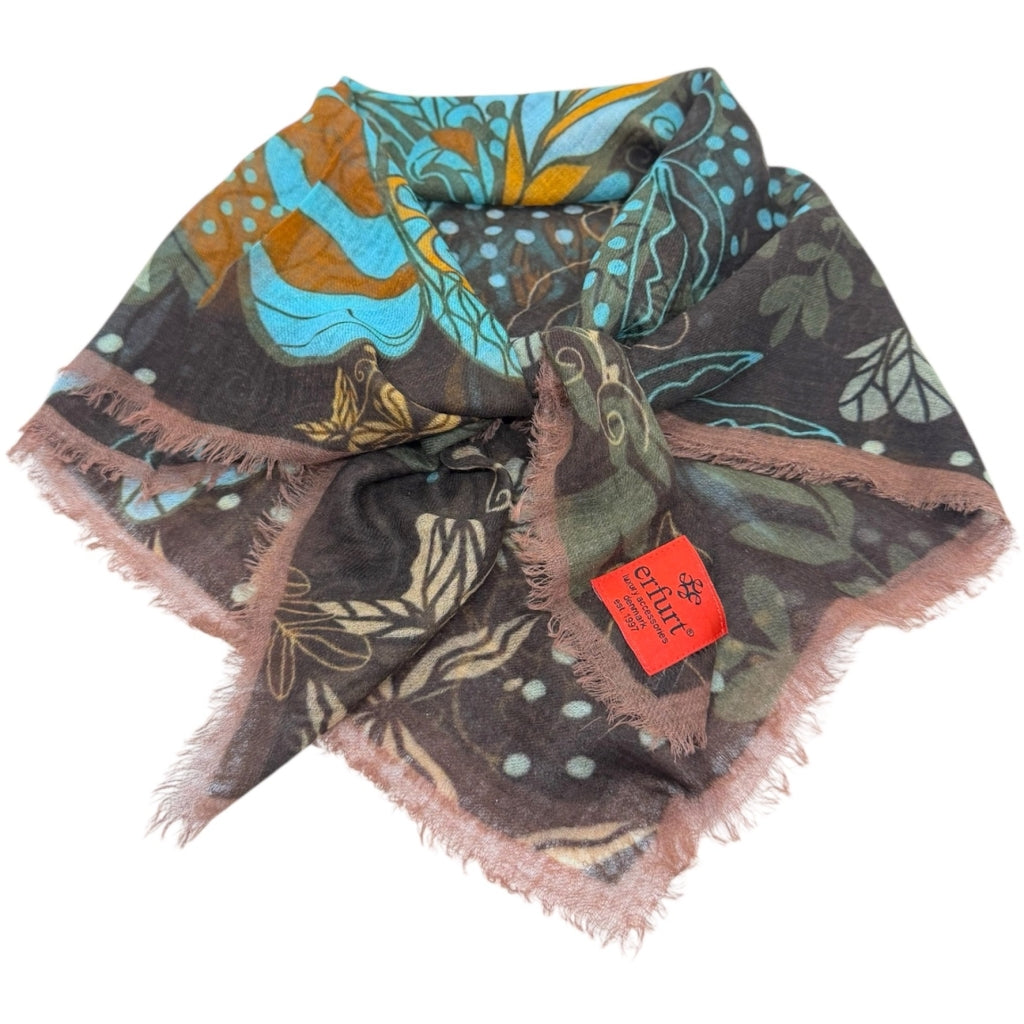 erfurt luxury Floral Cashmere Scarves 85 Brownie