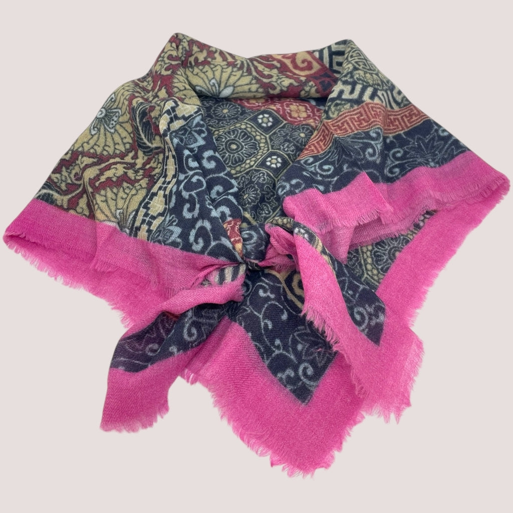 erfurt luxury Folklore Scarves 69 Navy Blue