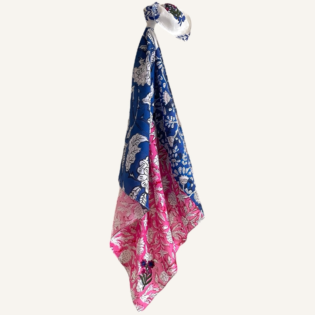 erfurt luxury Four prints Small scarves 69 Navy Blue