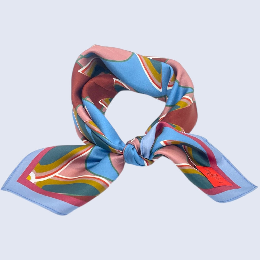 erfurt luxury Geometric flower blue Small scarves 65 Colony Blue