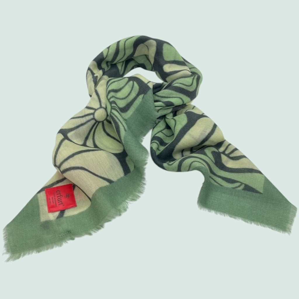 erfurt luxury Geometric flowers Cashmere Scarves 43 Artichoke Green