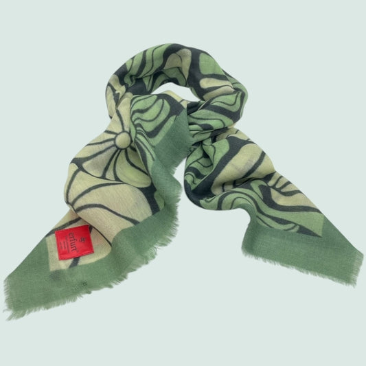 erfurt luxury Geometric flowers Cashmere Scarves 43 Artichoke Green