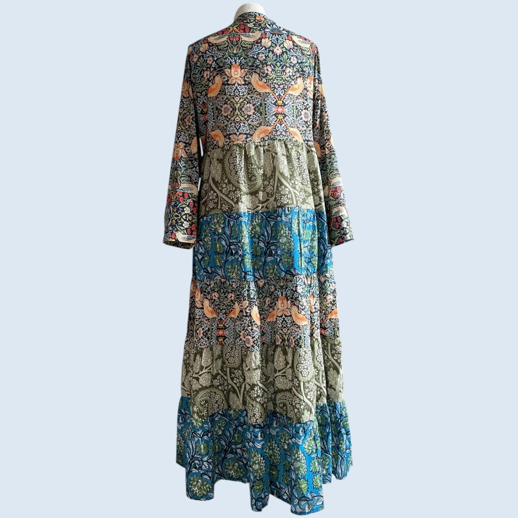 erfurt luxury Long layer patchwork dress Dresses 47 Olive