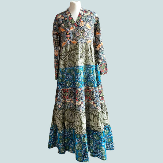 erfurt luxury Long layer patchwork dress Dresses 47 Olive