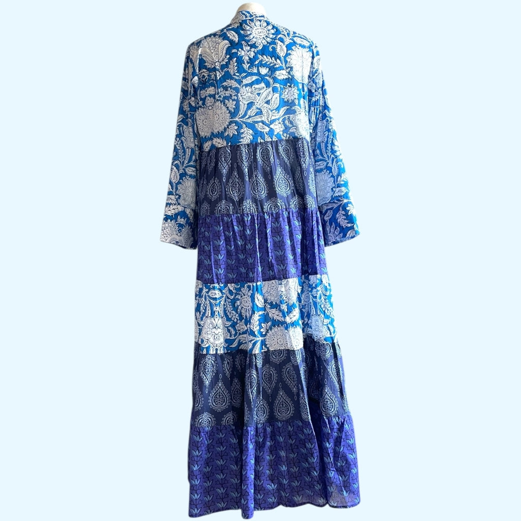 erfurt luxury Long layer patchwork dress Dresses 65 Colony Blue