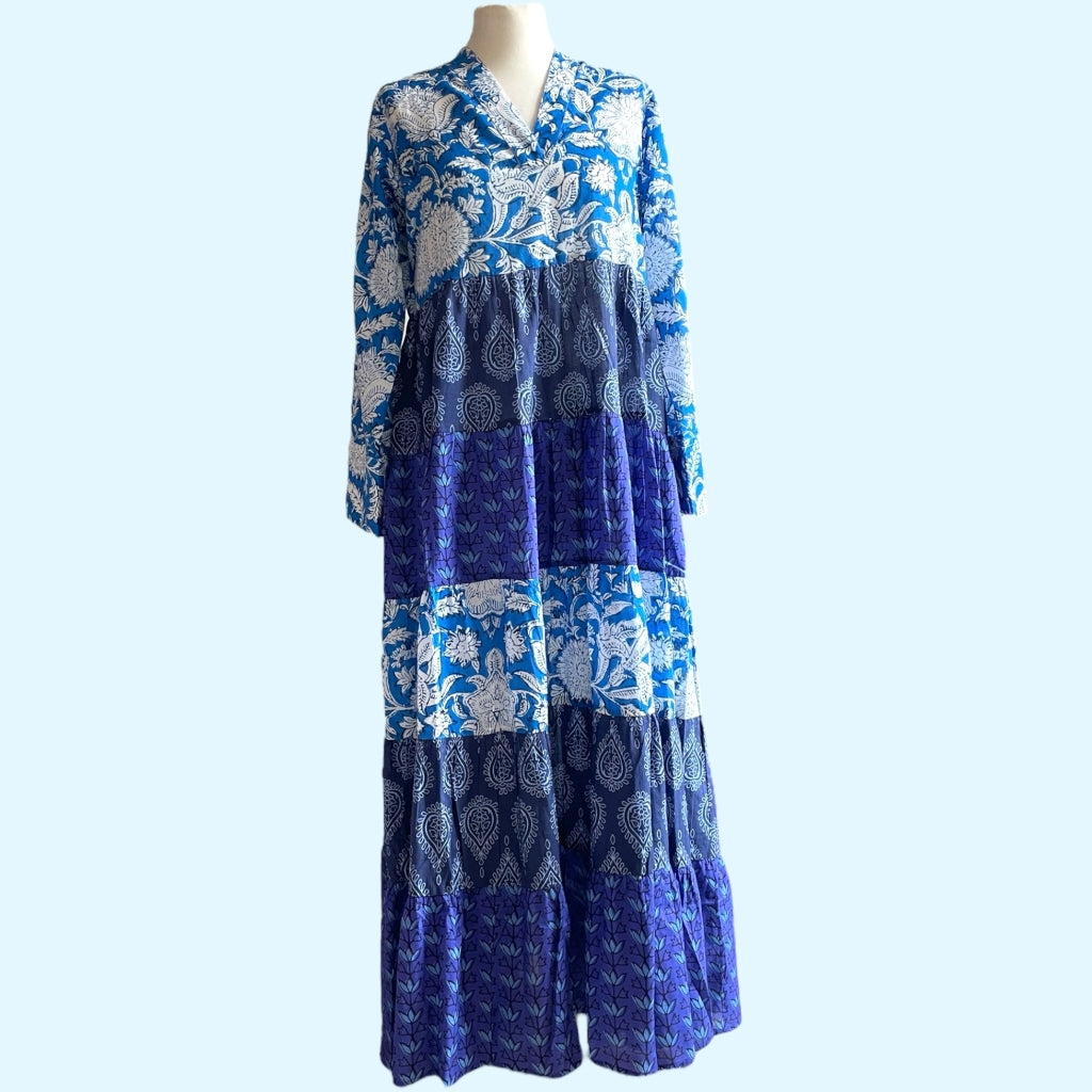 erfurt luxury Long layer patchwork dress Dresses 65 Colony Blue