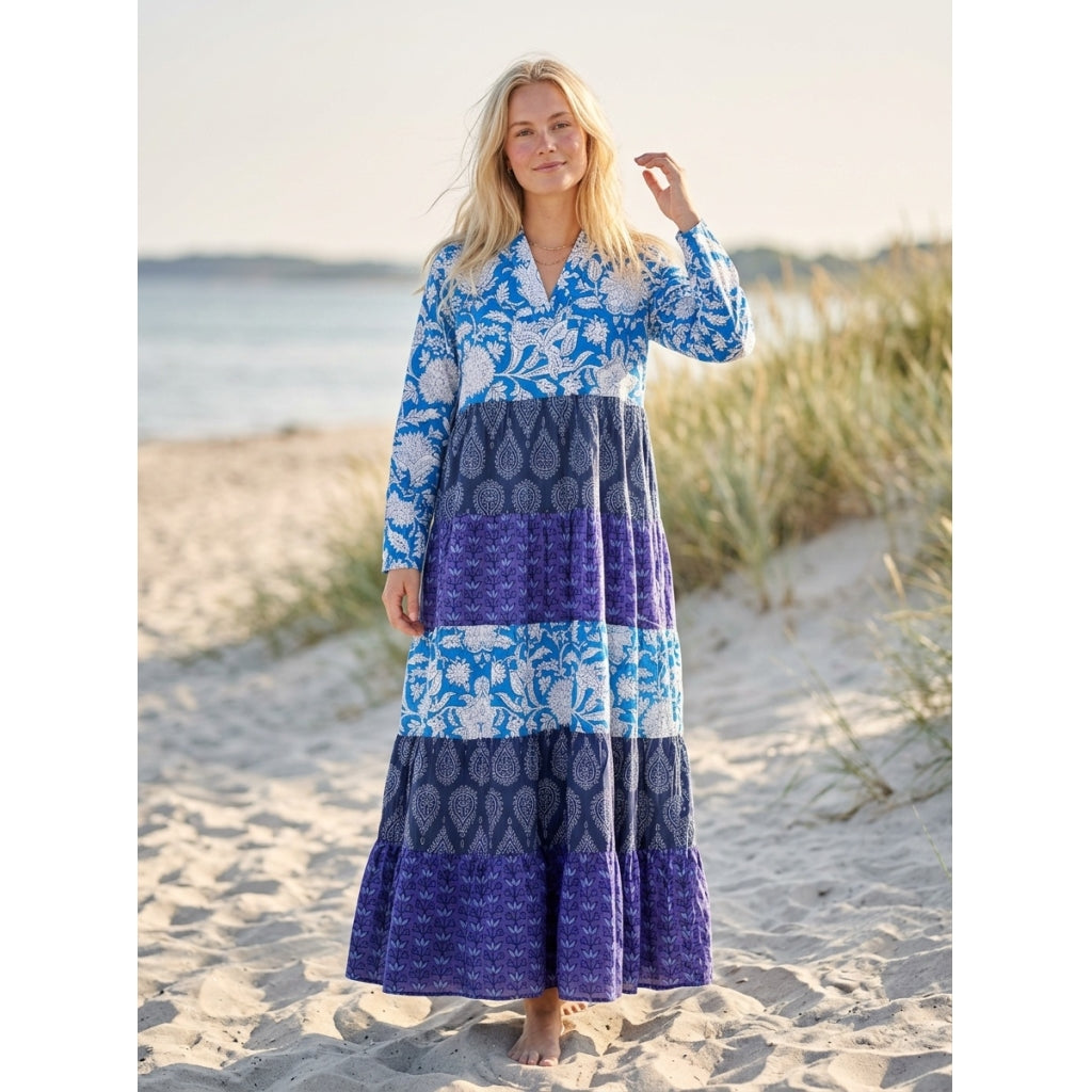 erfurt luxury Long layer patchwork dress Dresses 65 Colony Blue