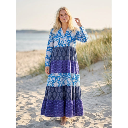 erfurt luxury Long layer patchwork dress Dresses 65 Colony Blue