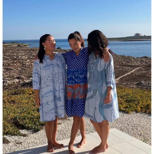 erfurt luxury Long layer patchwork dress Dresses 68 Blue