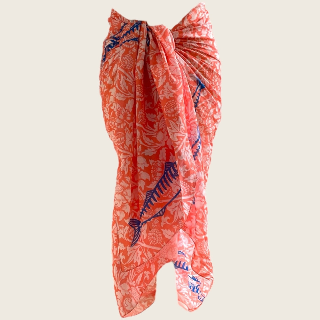 erfurt luxury Paisely with fish print sarong & scarf Scarves 29 Peach