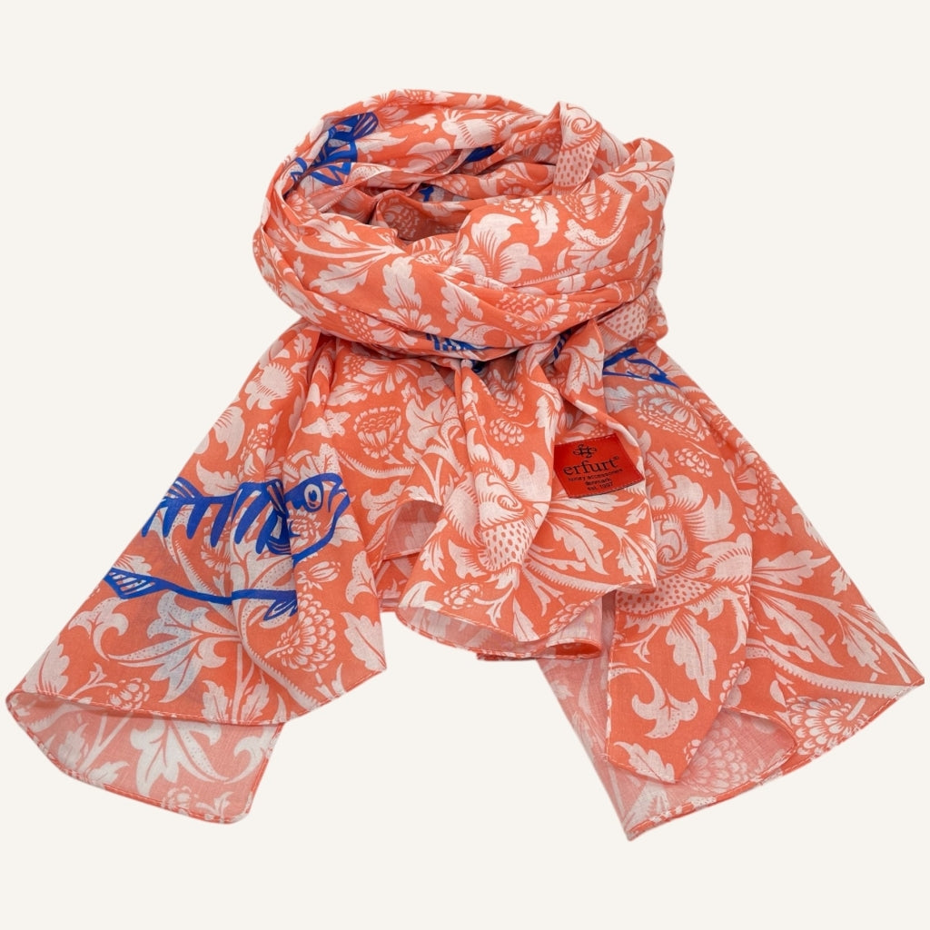 erfurt luxury Paisely with fish print sarong & scarf Scarves 29 Peach