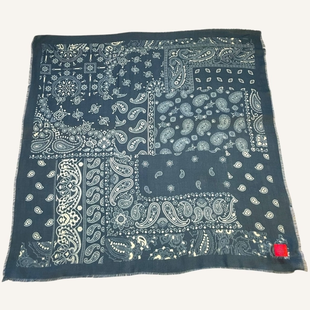 erfurt luxury Paisley soft Cashmere Scarves 69 Navy Blue