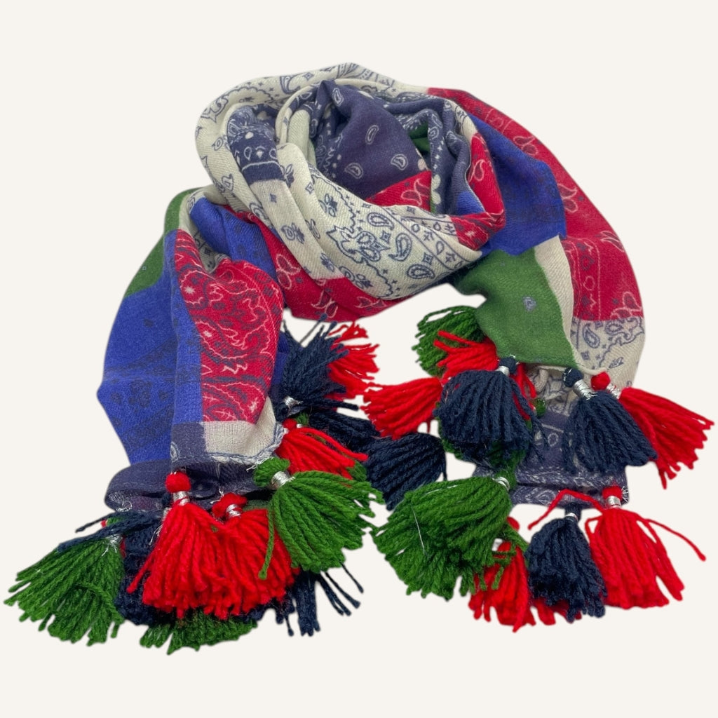 erfurt luxury Patchwork of bandanas Wool Scarves 69 Navy