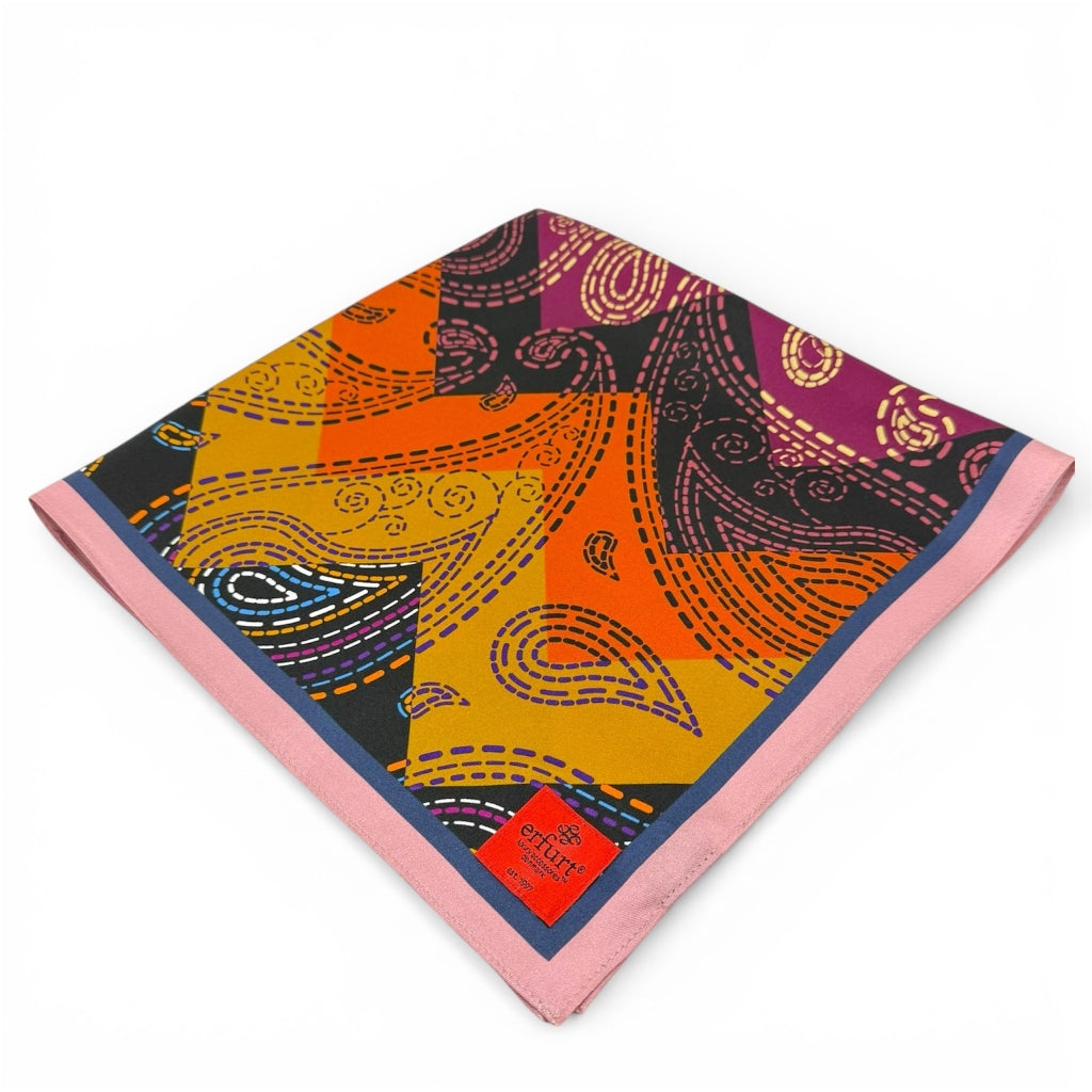 erfurt luxury Patchwork print Scarves 69 Navy Blue