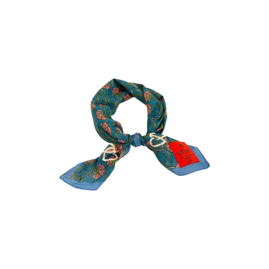 erfurt luxury Peach flowers Scarves 65 Colony Blue