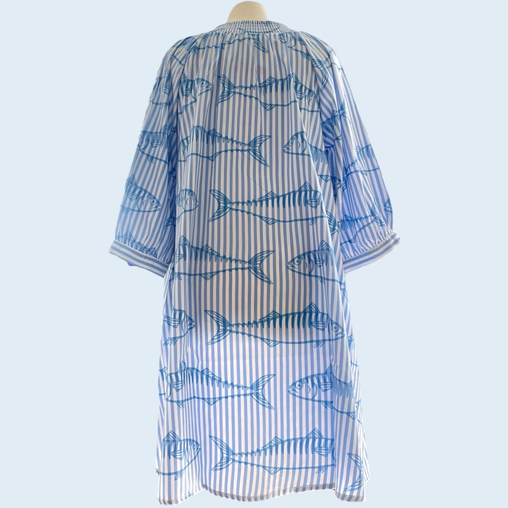 erfurt luxury Striped dress w. printed fish Dresses 60 Baby Blue