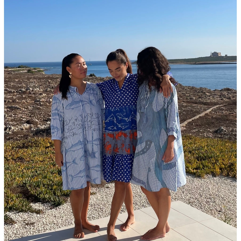 erfurt luxury Striped dress w. printed fish Dresses 60 Baby Blue
