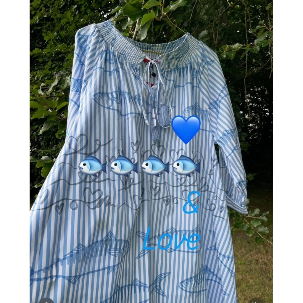 erfurt luxury Striped dress w. printed fish Dresses 60 Baby Blue