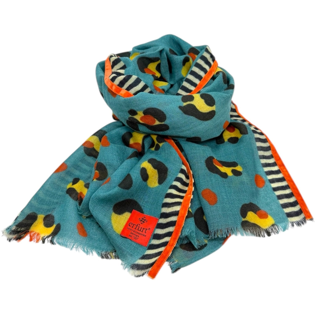 erfurt luxury Wild cat print Scarves 67 Petrol